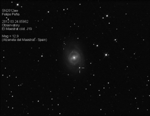 SN2012aw Observatorio Astronómico El Maestrat cód. J19 Felipe Peña