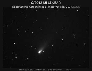 C/2012 K5 Linear Observatorio Astronómico El Maestrat cód. J19 Felipe Peña